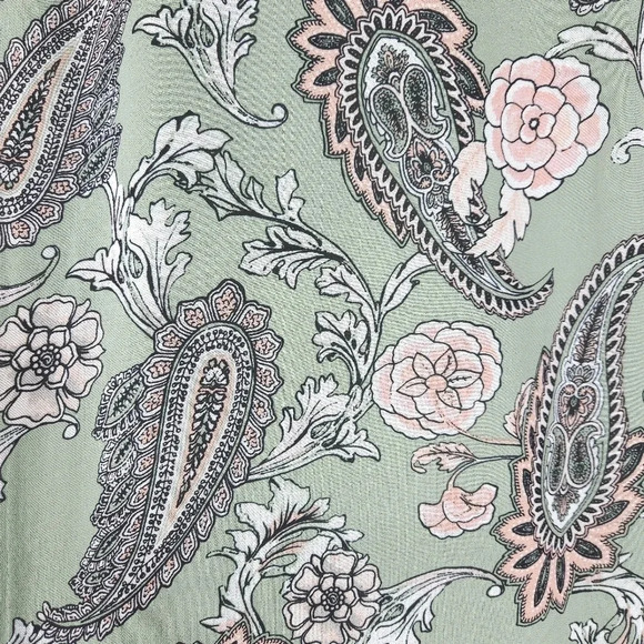 Cato Palazzo Pants Green Floral Paisley High Rise Pull On Stretch Waist - Picture 2 of 7